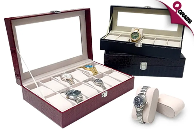 From QR69, Keep All Your Watches Secure with a 6-Piece OR 12-Piece Watch Organizer - Available in Three Classic Colors! (Up to QR500 Value)